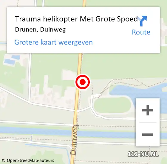 Locatie op kaart van de 112 melding: Trauma helikopter Met Grote Spoed Naar Drunen, Duinweg op 1 november 2022 01:24
