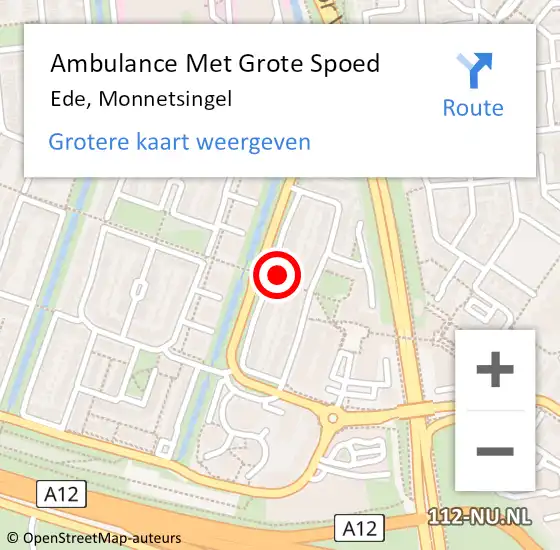 Locatie op kaart van de 112 melding: Ambulance Met Grote Spoed Naar Ede, Monnetsingel op 1 november 2022 01:39