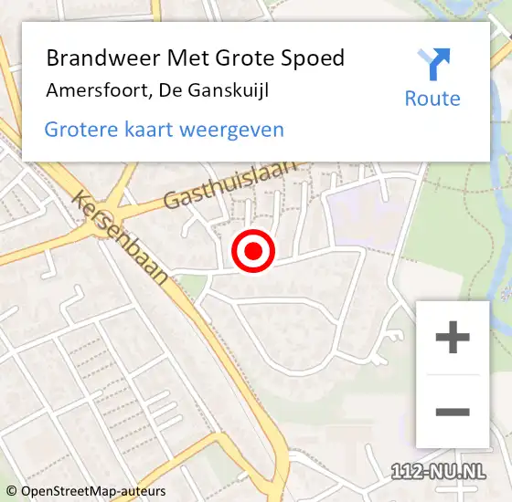 Locatie op kaart van de 112 melding: Brandweer Met Grote Spoed Naar Amersfoort, De Ganskuijl op 1 november 2022 02:30