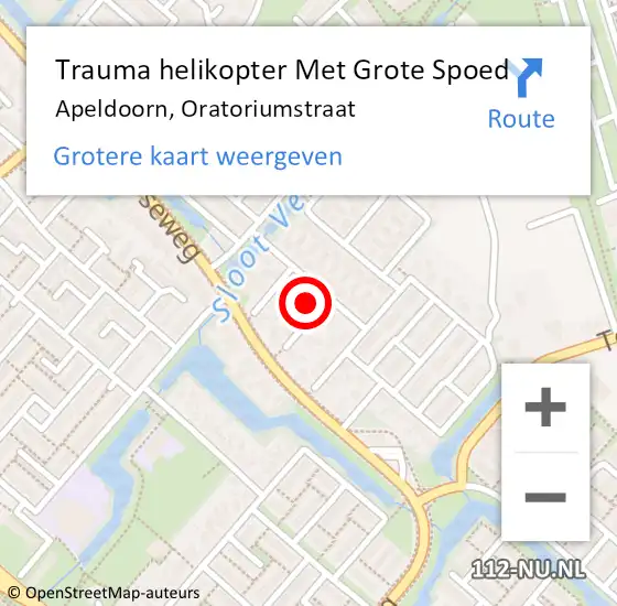 Locatie op kaart van de 112 melding: Trauma helikopter Met Grote Spoed Naar Apeldoorn, Oratoriumstraat op 1 november 2022 03:14