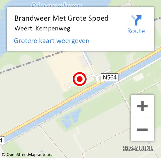 Locatie op kaart van de 112 melding: Brandweer Met Grote Spoed Naar Weert, Kempenweg op 1 november 2022 03:18