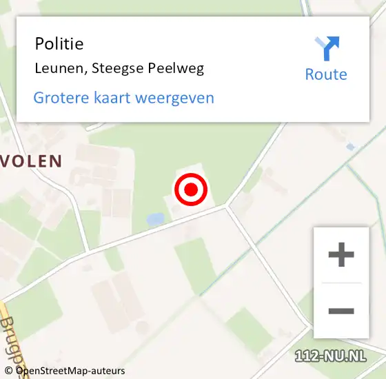 Locatie op kaart van de 112 melding: Politie Leunen, Steegse Peelweg op 1 november 2022 03:42