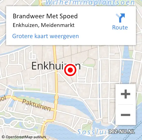 Locatie op kaart van de 112 melding: Brandweer Met Spoed Naar Enkhuizen, Meidenmarkt op 1 november 2022 03:57