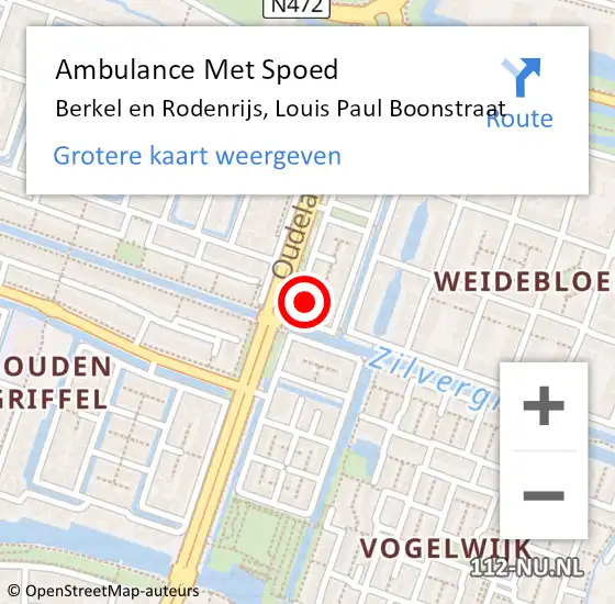 Locatie op kaart van de 112 melding: Ambulance Met Spoed Naar Berkel en Rodenrijs, Louis Paul Boonstraat op 1 november 2022 04:23