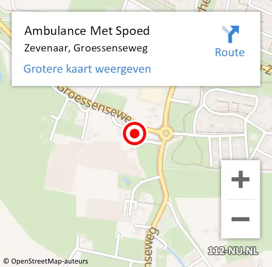 Locatie op kaart van de 112 melding: Ambulance Met Spoed Naar Zevenaar, Groessenseweg op 1 november 2022 04:29