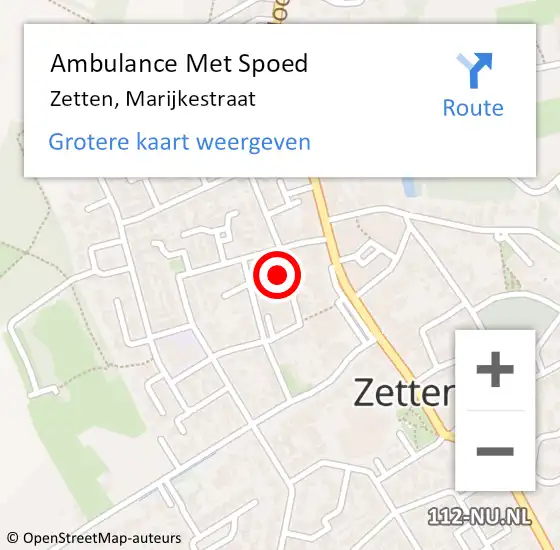 Locatie op kaart van de 112 melding: Ambulance Met Spoed Naar Zetten, Marijkestraat op 1 november 2022 04:50