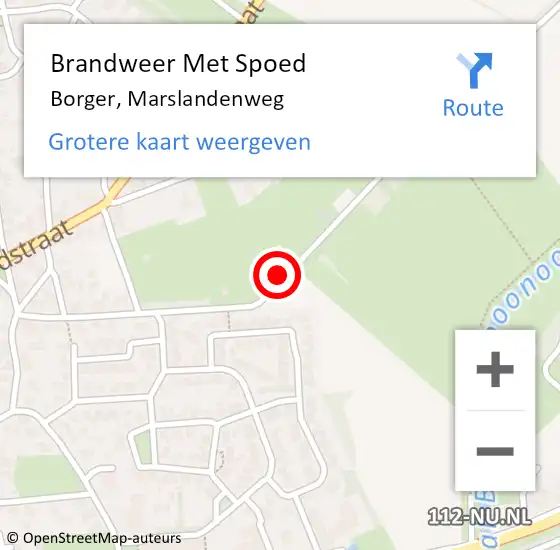 Locatie op kaart van de 112 melding: Brandweer Met Spoed Naar Borger, Marslandenweg op 3 augustus 2014 14:03