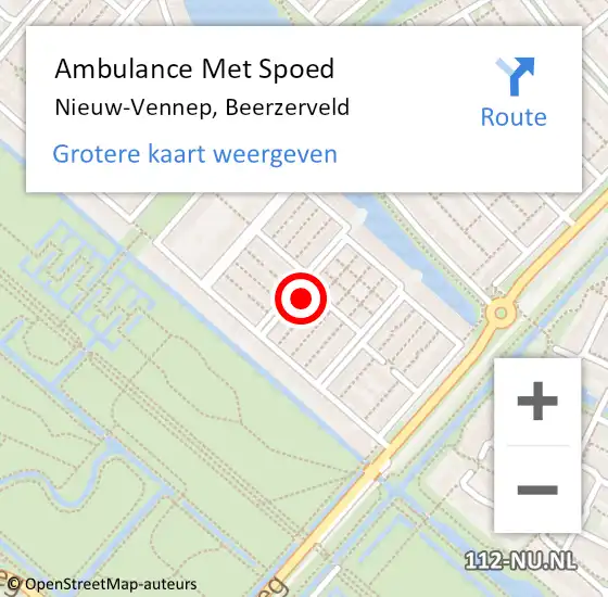 Locatie op kaart van de 112 melding: Ambulance Met Spoed Naar Nieuw-Vennep, Beerzerveld op 1 november 2022 05:05