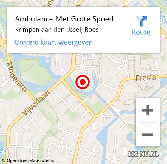 Locatie op kaart van de 112 melding: Ambulance Met Grote Spoed Naar Krimpen aan den IJssel, Roos op 1 november 2022 05:23