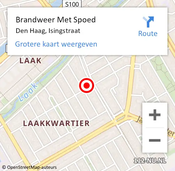 Locatie op kaart van de 112 melding: Brandweer Met Spoed Naar Den Haag, Isingstraat op 1 november 2022 06:16