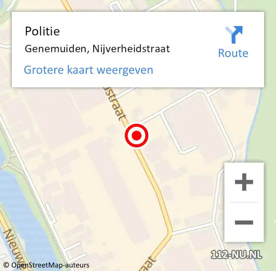 Locatie op kaart van de 112 melding: Politie Genemuiden, Nijverheidstraat op 1 november 2022 06:49
