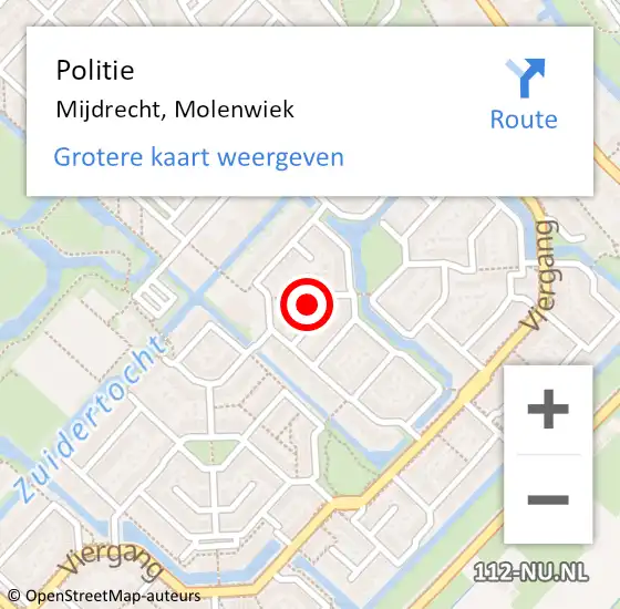 Locatie op kaart van de 112 melding: Politie Mijdrecht, Molenwiek op 1 november 2022 07:37