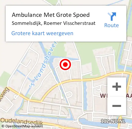 Locatie op kaart van de 112 melding: Ambulance Met Grote Spoed Naar Sommelsdijk, Roemer Visscherstraat op 1 november 2022 07:51