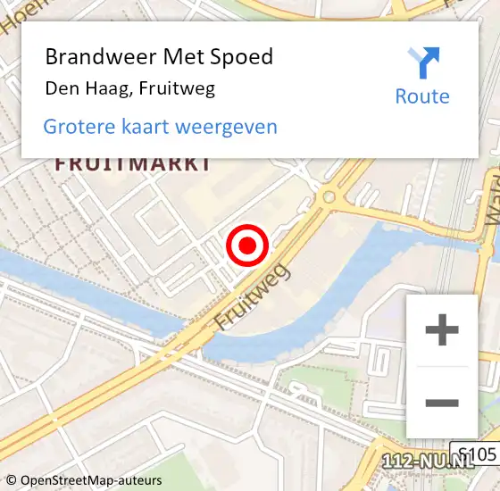 Locatie op kaart van de 112 melding: Brandweer Met Spoed Naar Den Haag, Fruitweg op 1 november 2022 08:39