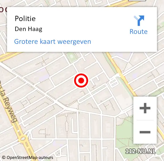 Locatie op kaart van de 112 melding: Politie Den Haag op 1 november 2022 08:51