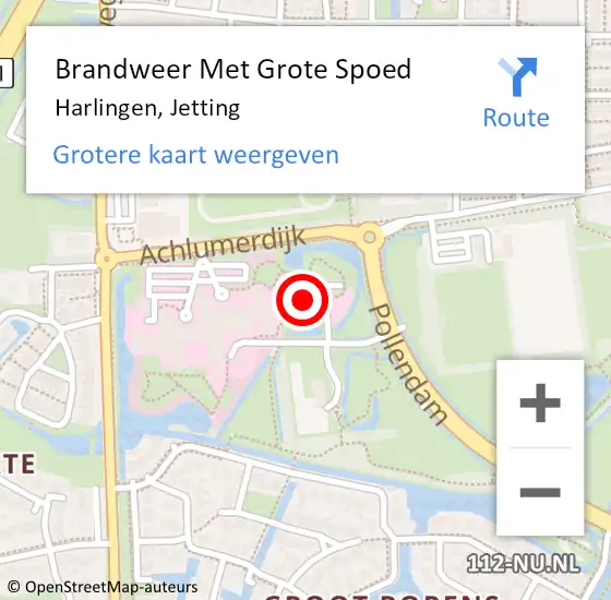 Locatie op kaart van de 112 melding: Brandweer Met Grote Spoed Naar Harlingen, Jetting op 1 november 2022 08:52