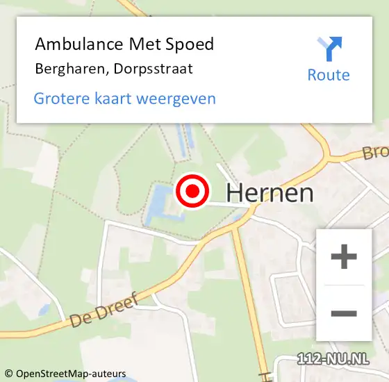 Locatie op kaart van de 112 melding: Ambulance Met Spoed Naar Bergharen, Dorpsstraat op 1 november 2022 08:55
