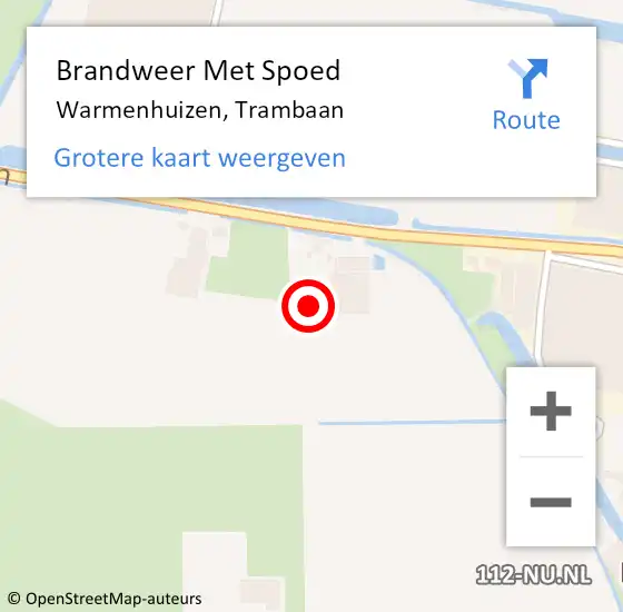 Locatie op kaart van de 112 melding: Brandweer Met Spoed Naar Warmenhuizen, Trambaan op 1 november 2022 08:59