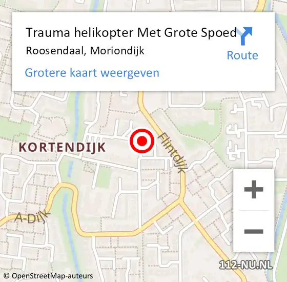 Locatie op kaart van de 112 melding: Trauma helikopter Met Grote Spoed Naar Roosendaal, Moriondijk op 1 november 2022 09:03