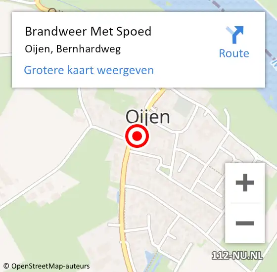 Locatie op kaart van de 112 melding: Brandweer Met Spoed Naar Oijen, Bernhardweg op 1 november 2022 09:39