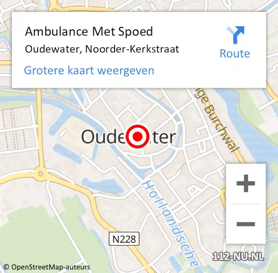 Locatie op kaart van de 112 melding: Ambulance Met Spoed Naar Oudewater, Noorder-Kerkstraat op 3 augustus 2014 14:26