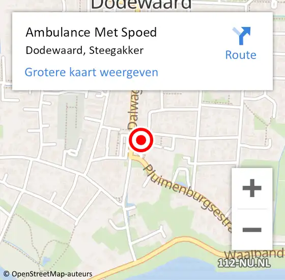 Locatie op kaart van de 112 melding: Ambulance Met Spoed Naar Dodewaard, Steegakker op 1 november 2022 10:15
