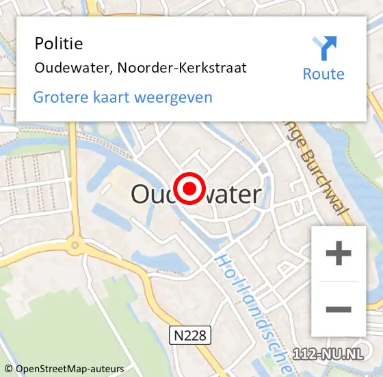 Locatie op kaart van de 112 melding: Politie Oudewater, Noorder-Kerkstraat op 3 augustus 2014 14:28