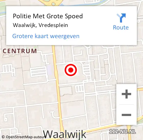 Locatie op kaart van de 112 melding: Politie Met Grote Spoed Naar Waalwijk, Vredesplein op 1 november 2022 10:30