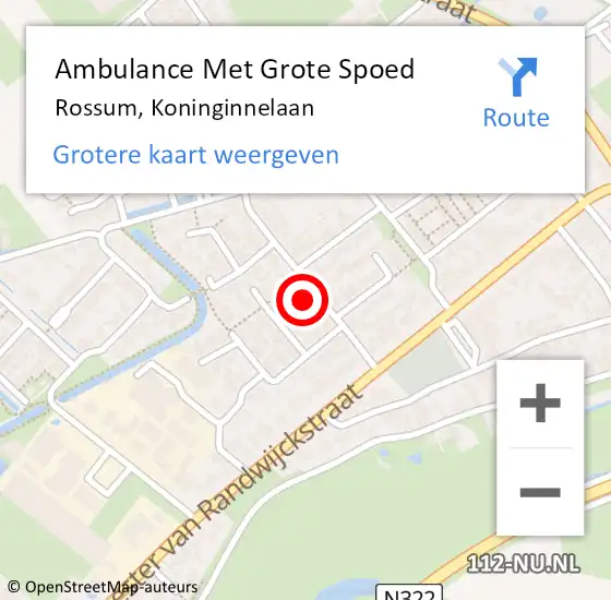 Locatie op kaart van de 112 melding: Ambulance Met Grote Spoed Naar Rossum, Koninginnelaan op 1 november 2022 10:37