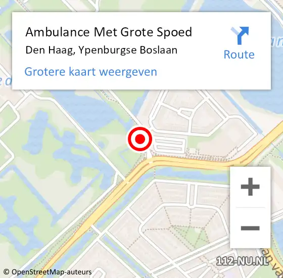 Locatie op kaart van de 112 melding: Ambulance Met Grote Spoed Naar Den Haag, Ypenburgse Boslaan op 1 november 2022 10:43