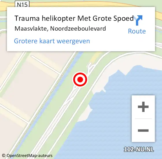 Locatie op kaart van de 112 melding: Trauma helikopter Met Grote Spoed Naar Maasvlakte, Noordzeeboulevard op 1 november 2022 10:46