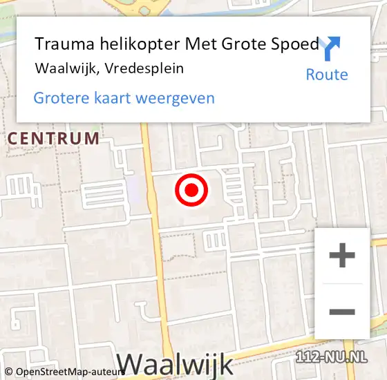 Locatie op kaart van de 112 melding: Trauma helikopter Met Grote Spoed Naar Waalwijk, Vredesplein op 1 november 2022 10:48