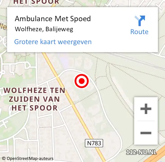 Locatie op kaart van de 112 melding: Ambulance Met Spoed Naar Wolfheze, Balijeweg op 1 november 2022 10:52