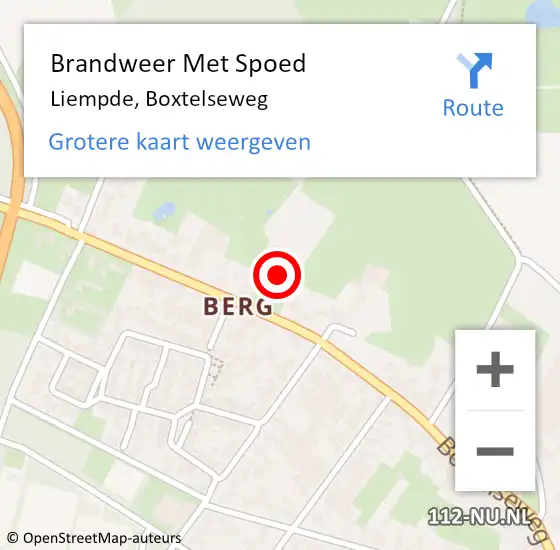 Locatie op kaart van de 112 melding: Brandweer Met Spoed Naar Liempde, Boxtelseweg op 1 november 2022 11:15