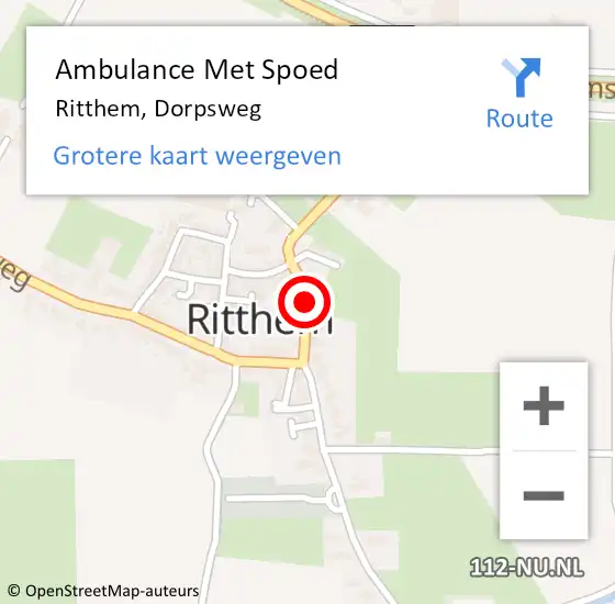 Locatie op kaart van de 112 melding: Ambulance Met Spoed Naar Ritthem, Dorpsweg op 3 augustus 2014 14:35