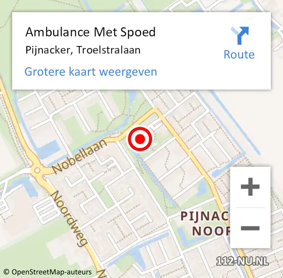 Locatie op kaart van de 112 melding: Ambulance Met Spoed Naar Pijnacker, Troelstralaan op 1 november 2022 11:28