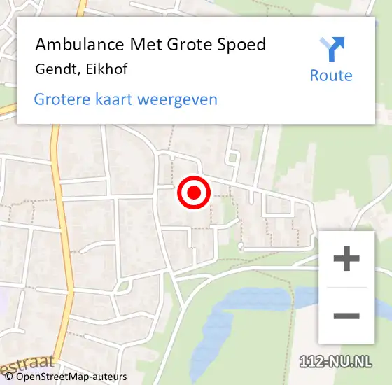 Locatie op kaart van de 112 melding: Ambulance Met Grote Spoed Naar Gendt, Eikhof op 1 november 2022 11:40