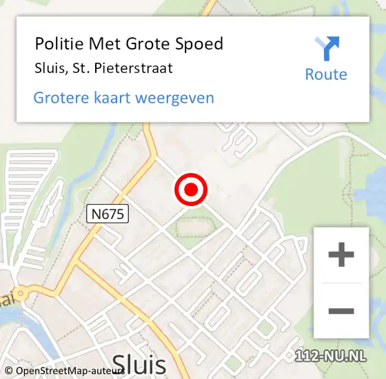 Locatie op kaart van de 112 melding: Politie Met Grote Spoed Naar Sluis, St. Pieterstraat op 1 november 2022 11:42