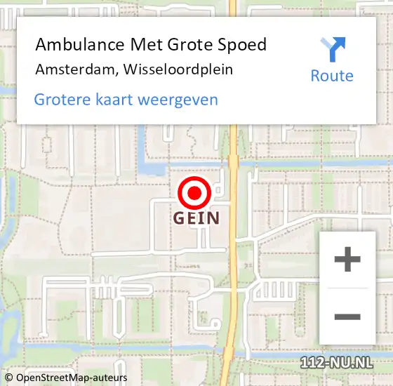 Locatie op kaart van de 112 melding: Ambulance Met Grote Spoed Naar Amsterdam-Zuidoost, Wisseloordplein op 1 november 2022 11:44