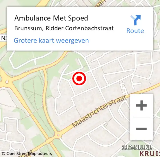 Locatie op kaart van de 112 melding: Ambulance Met Spoed Naar Brunssum, Ridder Cortenbachstraat op 1 november 2022 11:50