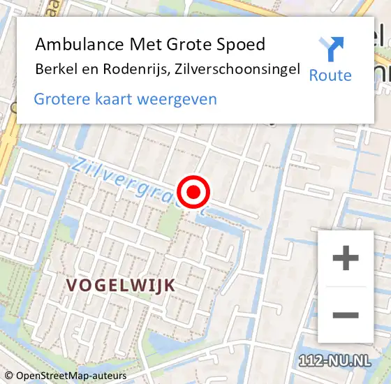 Locatie op kaart van de 112 melding: Ambulance Met Grote Spoed Naar Berkel en Rodenrijs, Zilverschoonsingel op 1 november 2022 11:53