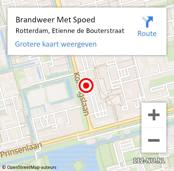 Locatie op kaart van de 112 melding: Brandweer Met Spoed Naar Rotterdam, Etienne de Bouterstraat op 1 november 2022 11:55