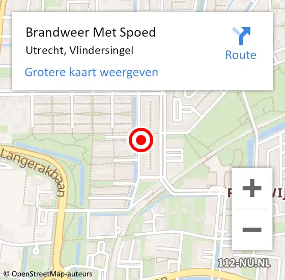 Locatie op kaart van de 112 melding: Brandweer Met Spoed Naar Utrecht, Vlindersingel op 1 november 2022 12:04