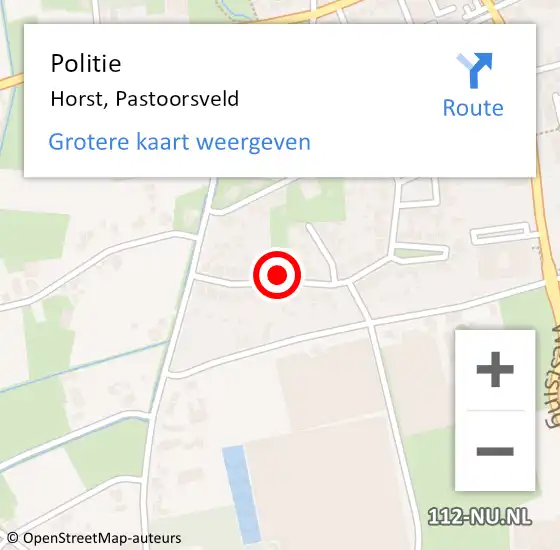 Locatie op kaart van de 112 melding: Politie Horst, Pastoorsveld op 1 november 2022 12:09