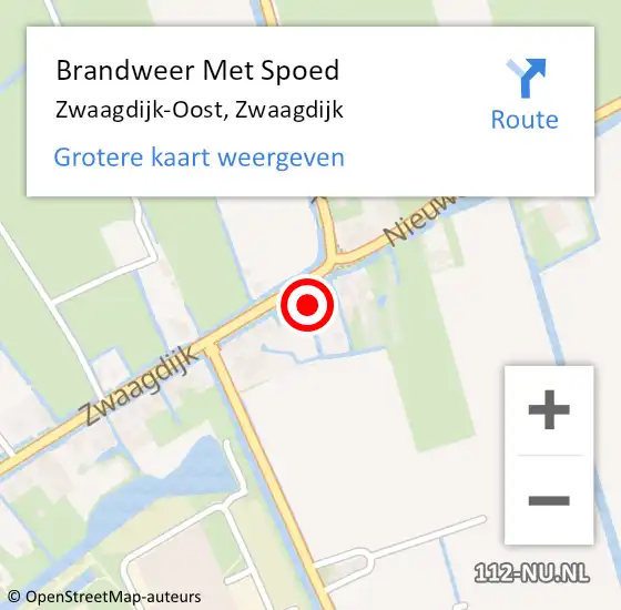 Locatie op kaart van de 112 melding: Brandweer Met Spoed Naar Zwaagdijk-Oost, Zwaagdijk op 1 november 2022 12:20