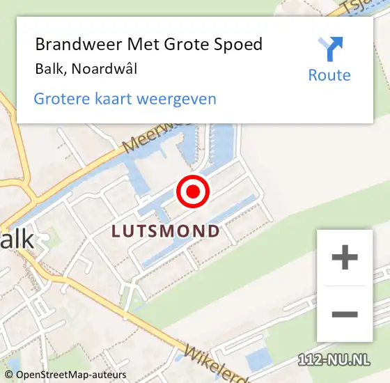 Locatie op kaart van de 112 melding: Brandweer Met Grote Spoed Naar Balk, Noardwâl op 1 november 2022 12:25