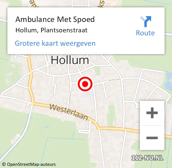 Locatie op kaart van de 112 melding: Ambulance Met Spoed Naar Hollum, Plantsoenstraat op 3 augustus 2014 14:45