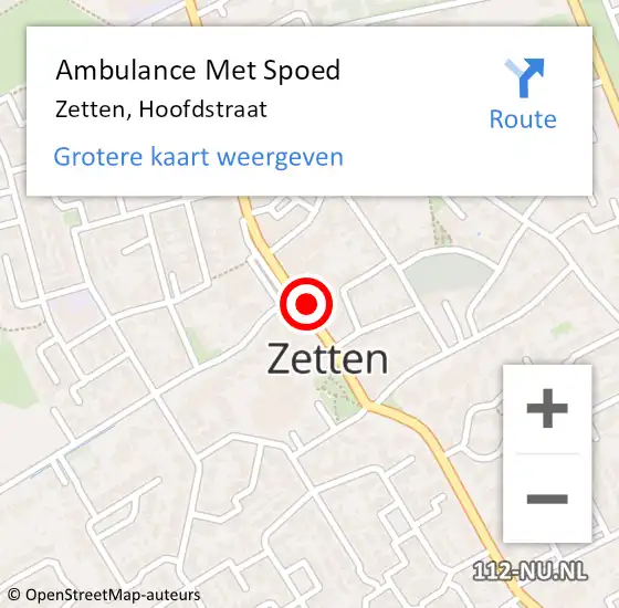 Locatie op kaart van de 112 melding: Ambulance Met Spoed Naar Zetten, Hoofdstraat op 1 november 2022 12:30