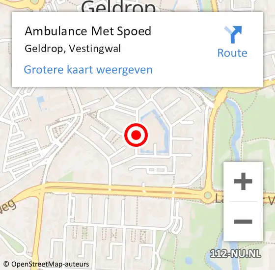 Locatie op kaart van de 112 melding: Ambulance Met Spoed Naar Geldrop, Vestingwal op 3 augustus 2014 14:45