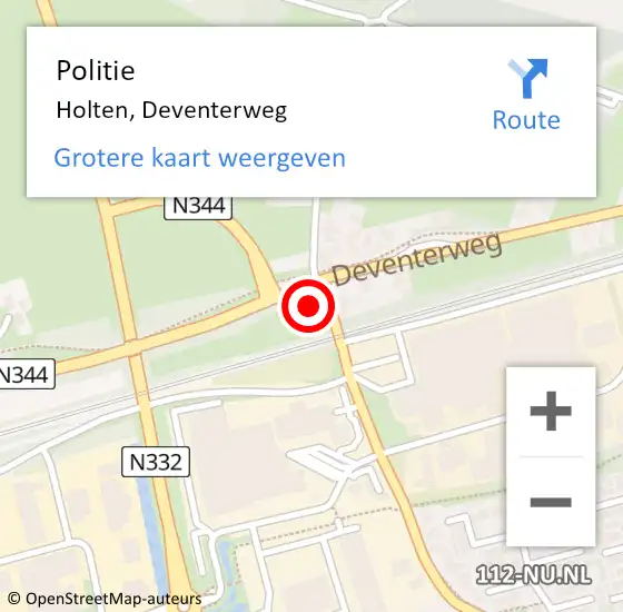 Locatie op kaart van de 112 melding: Politie Holten, Deventerweg op 1 november 2022 13:15